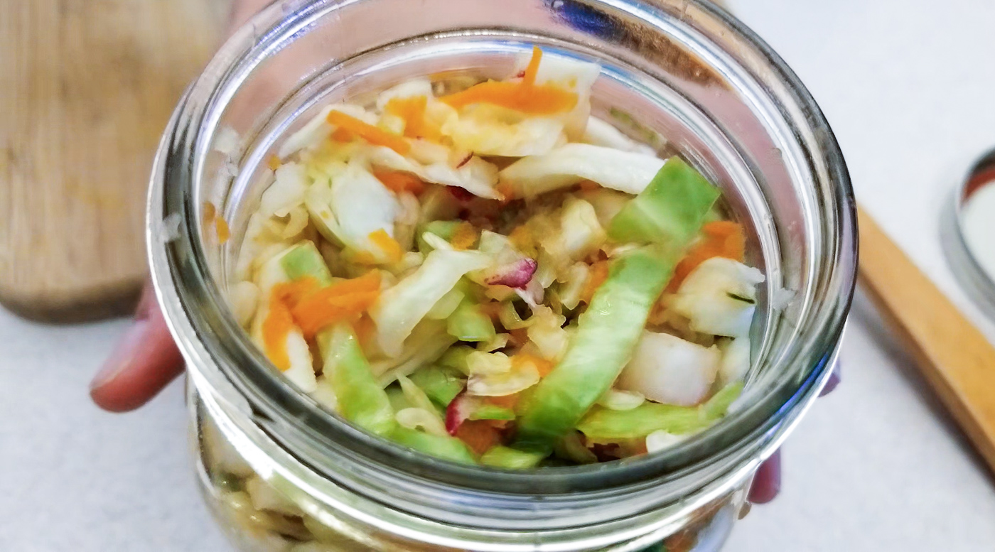 Making sauerkraut in a mason jar