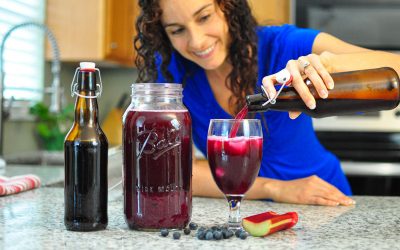 Homemade Fermented Blueberry Rhubarb Soda Using Ginger Bug