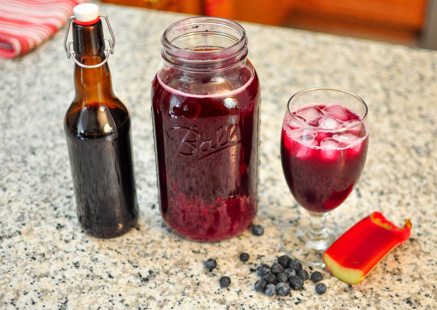 How to make homemade soda blueberry rhubarb using ginger bug