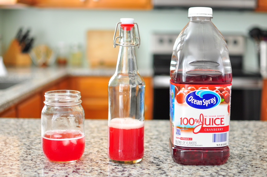 Fermented cranberry juice ginger bug soda