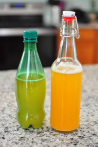 Making ginger bug sodas apple juice