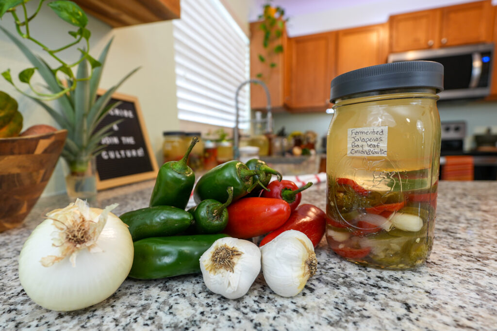 Making fermented jalapenos using wild fermentation