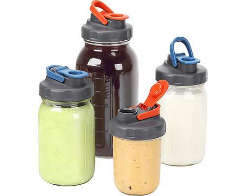 Mason jar pour spout lids leak proof wide mouth